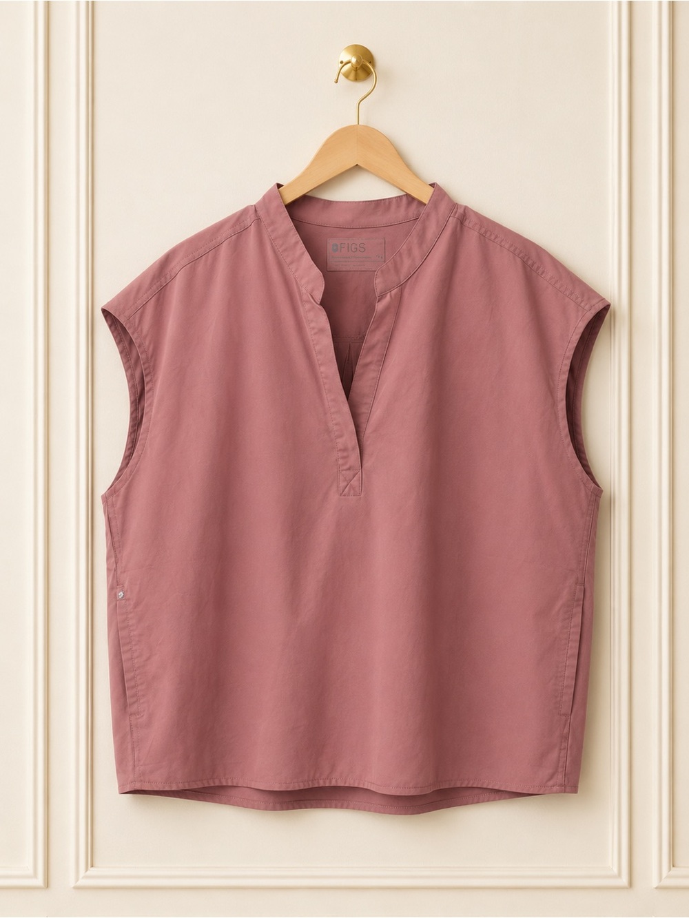 Figs Rose Sleeveless V-Neck Tank Top